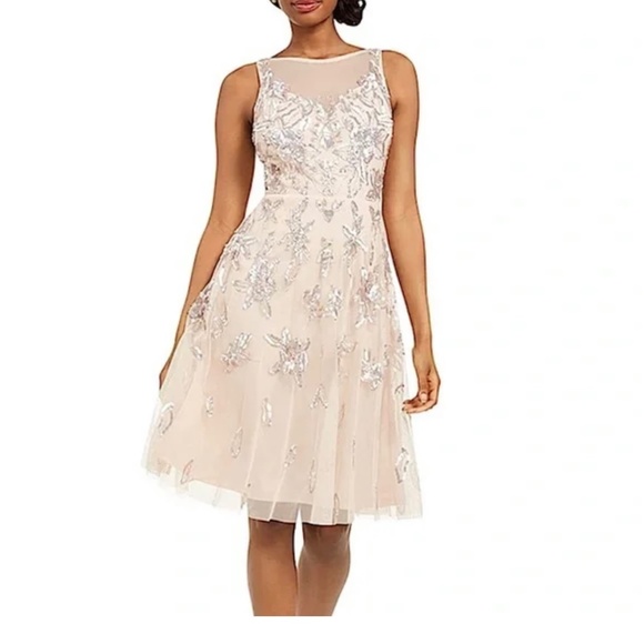 Adrianna Papell Women's Bead Tea Length Dress - Picture 1 of 3